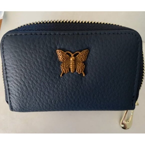 RFID Credit Card Holder for Women Small Leather Zipper Card Case Wallet, Black - Picture 1 of 1